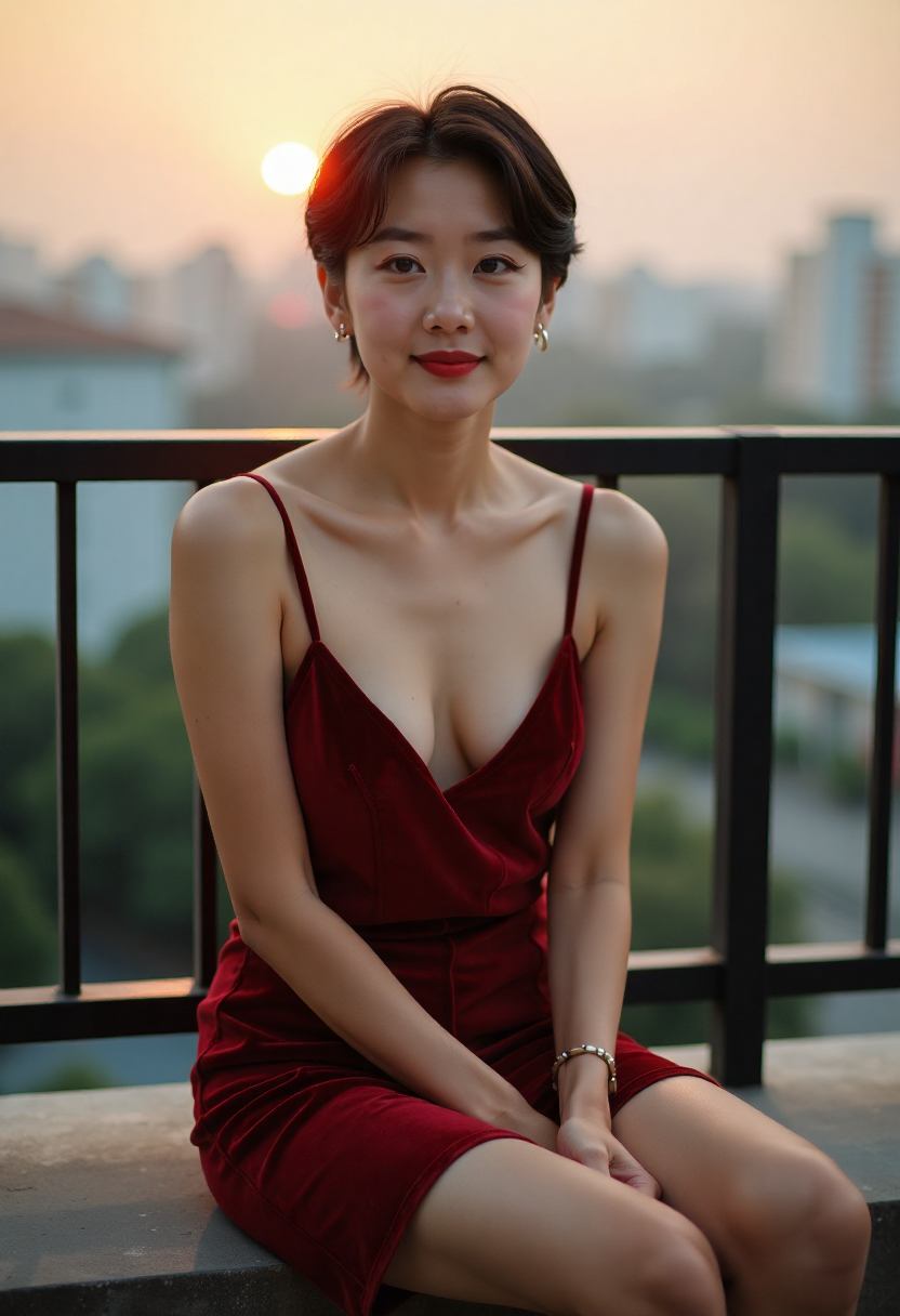 海滨小城的傍晚，街道在暮色中延伸